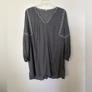 Old Navy XXL Long Sleeve Floral-Print Split-Neck Plus-Size Swing
Dress